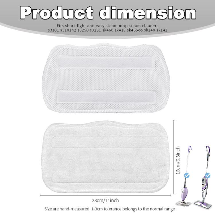 3pcs /Pack Microfiber Pads For Shark S3101 Steam Mop Replacement Mop Head Covers - White