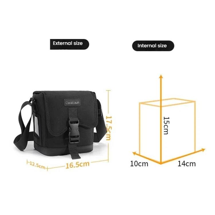 Cwatcun D186 Small Anti-scratch Lightweight Camera Shoulder Bag Camera Portable Crossbody Storage Bag - Black