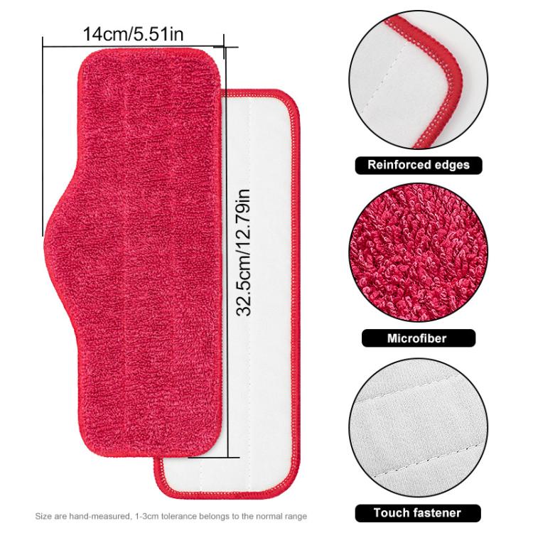 2pcs /Pack Mop Cloths Rag For Schenley Steam Mop Replacement Microfiber Pads - Red