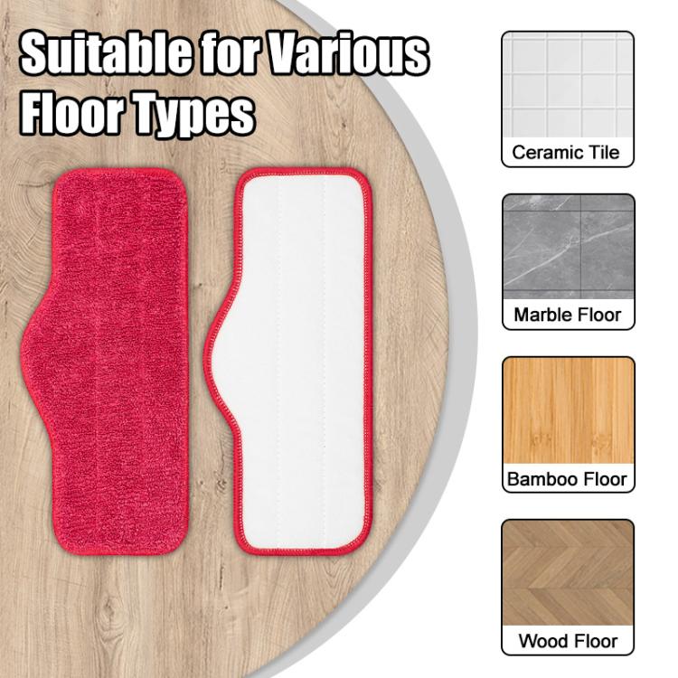 2pcs /Pack Mop Cloths Rag For Schenley Steam Mop Replacement Microfiber Pads - Red