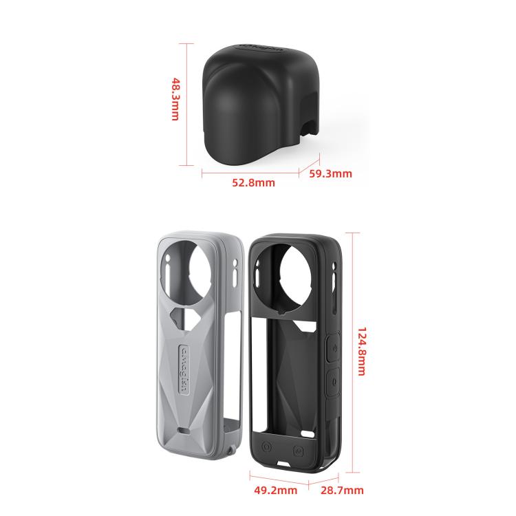 aMagisn Body Case+Lens Cap For Insta360 X5 Action Camera Protective Accessories Black