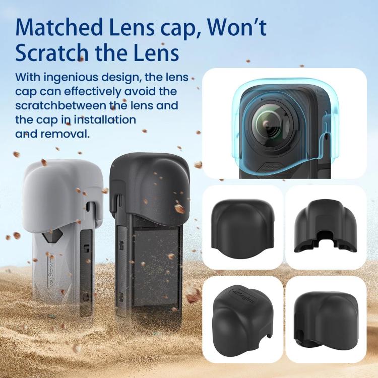 aMagisn Body Case+Lens Cap For Insta360 X5 Action Camera Protective Accessories Black