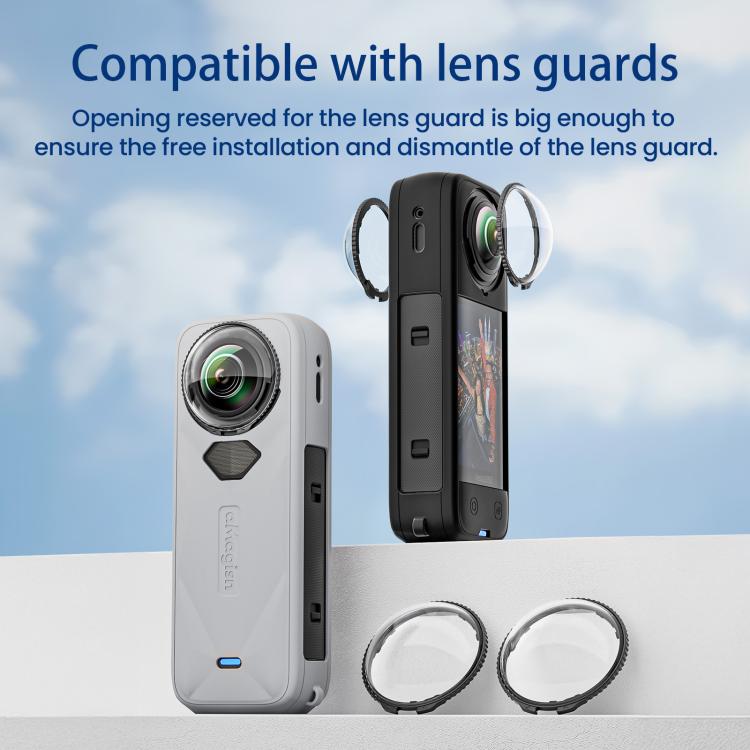 aMagisn Body Case+Lens Cap For Insta360 X5 Action Camera Protective Accessories Black