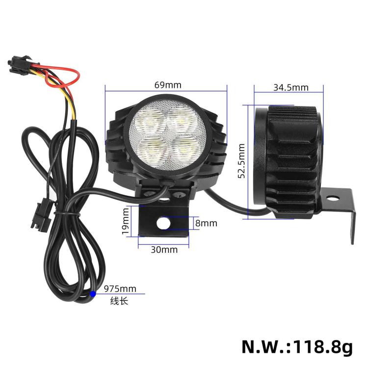 For Kugoo Kirin M4 / M4 Pro Scooter Horn Headlight 2 In 1 High Brightness LED Headlight