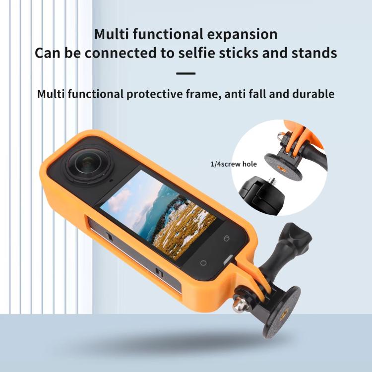 For Insta360 X5 360 Camera CQT Expandable Protective Cage Shockproof Case Horizontal Orange