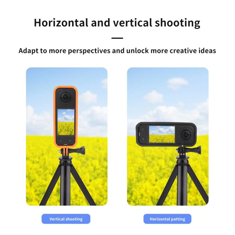 For Insta360 X5 360 Camera CQT Expandable Protective Cage Shockproof Case Horizontal Orange