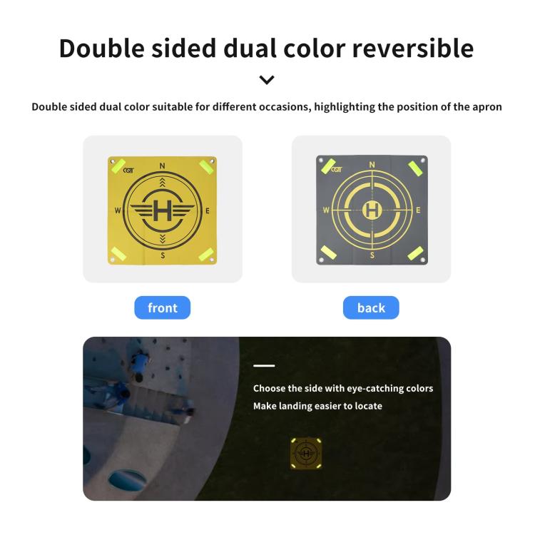 CQT 55cm Universal Reflective Drone Landing Pad Dual-Sided Waterproof Foldable Mat with Ground Pegs - Two-Tone
