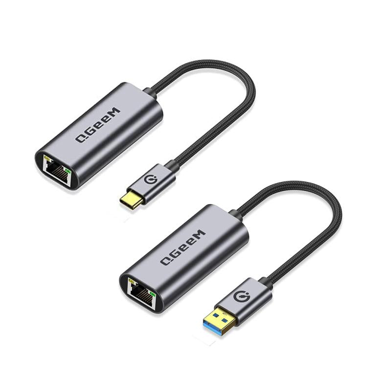 QGeeM  USB-C/Type-C To RJ45 LAN Converter Gigabit Ethernet Adapter for Laptop, PC, Smartphone, Plug & Play Cable Length 15cm