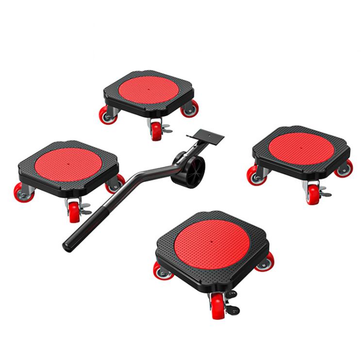 Heavy-Duty Moving Dolly with 360-degree Swivel Wheels & Brake System 3086 lbs Capacity for Furniture, Appliances, Warehouse - Black Red