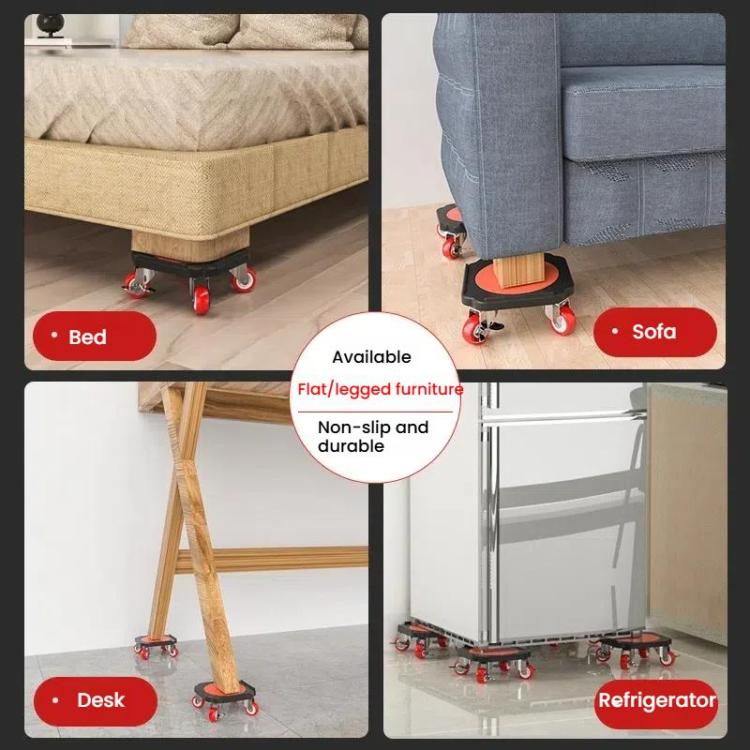 Heavy-Duty Moving Dolly with 360-degree Swivel Wheels & Brake System 3086 lbs Capacity for Furniture, Appliances, Warehouse - Black Red