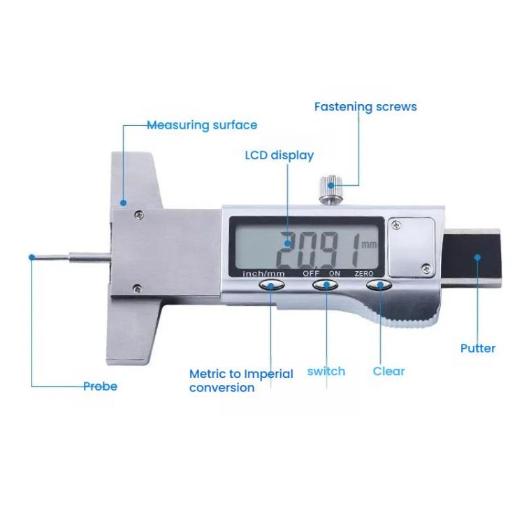 Syntek Electronic Digital Display Tire Tread Depth Caliper 0-25mm Measuring Tread Depth Gauge - All-metal