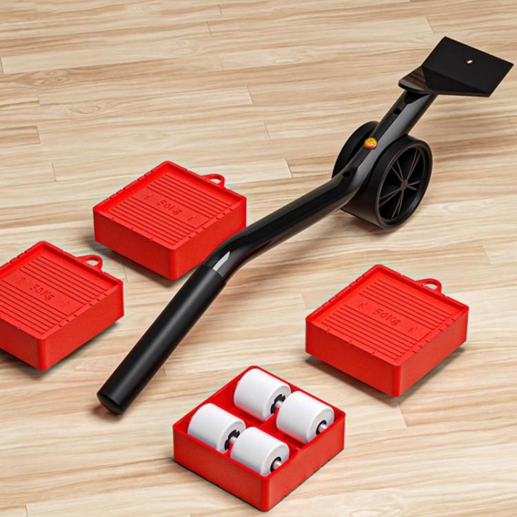 5 In 1 Universal Wheel Heavy Object Moving Tool 350kg Capacity Square Base - Red