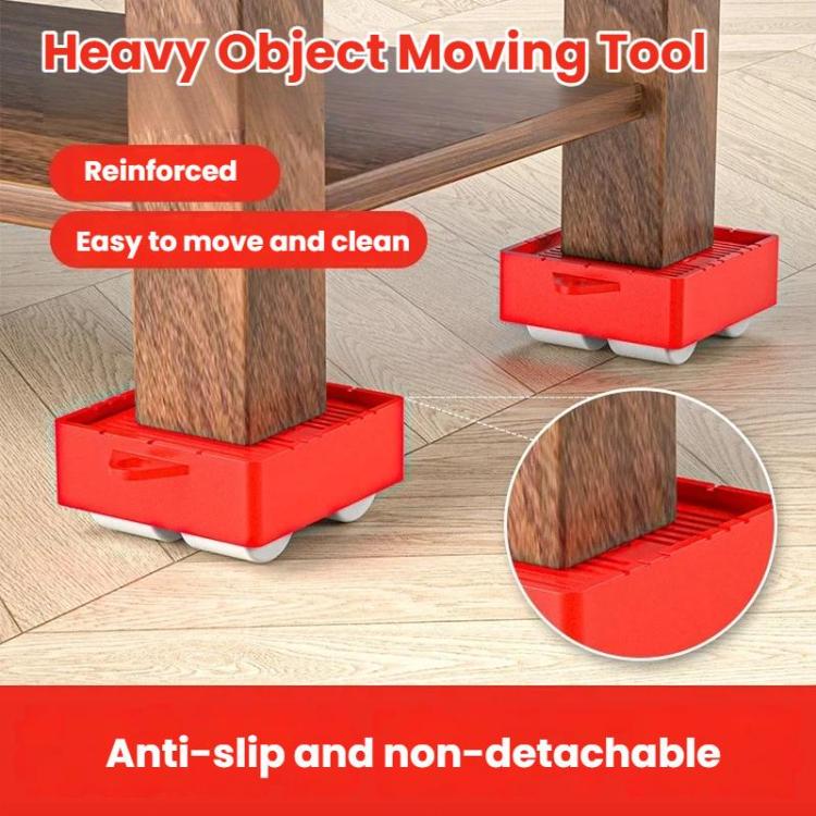 5 In 1 Universal Wheel Heavy Object Moving Tool 350kg Capacity Square Base - Red