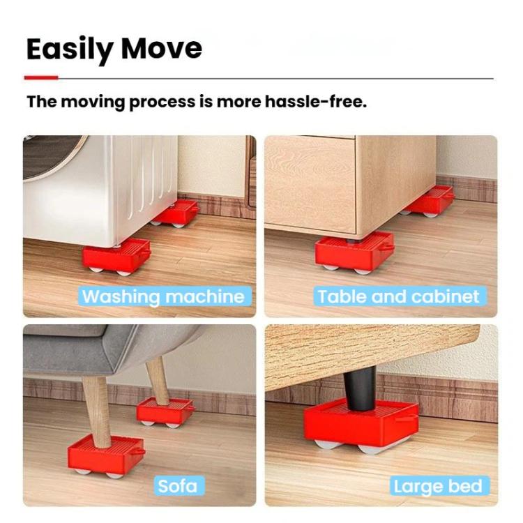 5 In 1 Universal Wheel Heavy Object Moving Tool 350kg Capacity Square Base - Red