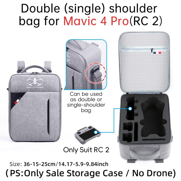 For DJI Mavic 4 Pro / RC 2 Backpack Shoulder Bag EVA Carrying Case - Gray