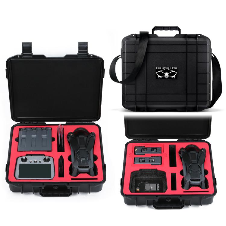 For DJI Mavic 4 Pro Fly More Combo RC 2 Explosion-Proof Box EVA Shockproof Storage Case With Shoulder Strap - Black