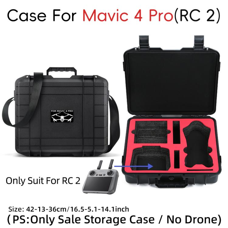 For DJI Mavic 4 Pro Fly More Combo RC 2 Explosion-Proof Box EVA Shockproof Storage Case With Shoulder Strap - Black