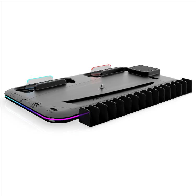 For PS5 Slim / Pro Multi-functional Cooling Stand with Controller Charging Station & Game Disc Storage Holder