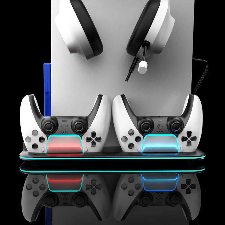 For PS5 Slim / Pro Multi-functional Cooling Stand with Controller Charging Station & Game Disc Storage Holder
