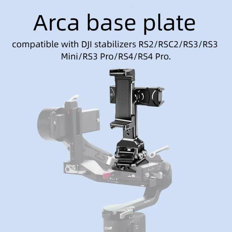 Dual Phone Mount Teleprompter Stand with Arca-Swiss Base Compatible with DJI Stabilizers for Live Streaming/Vlogging/Video Recording - 8245