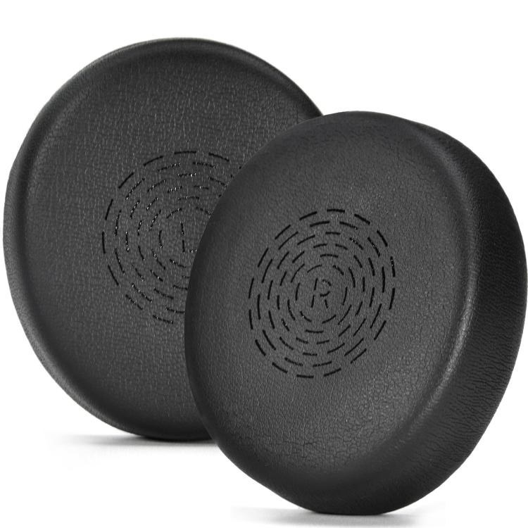 For Jabra Evolve2 55 Stereo Headset 1pair Protein Leather Ear Cushions Soft Replacement Ear Pads - Black