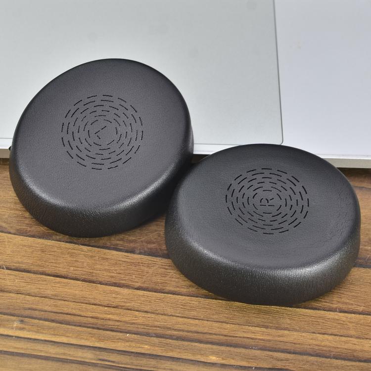 For Jabra Evolve2 55 Stereo Headset 1pair Protein Leather Ear Cushions Soft Replacement Ear Pads - Black