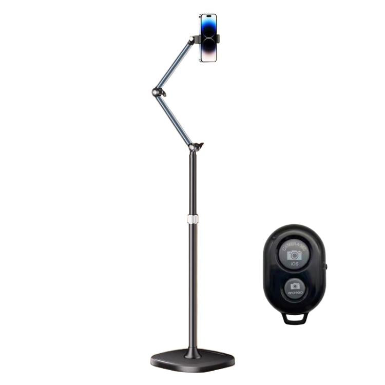 1.7m Mobile Phone Floor Stand Overhead Shooting Holder Retractable Lazy Support With Remote Control