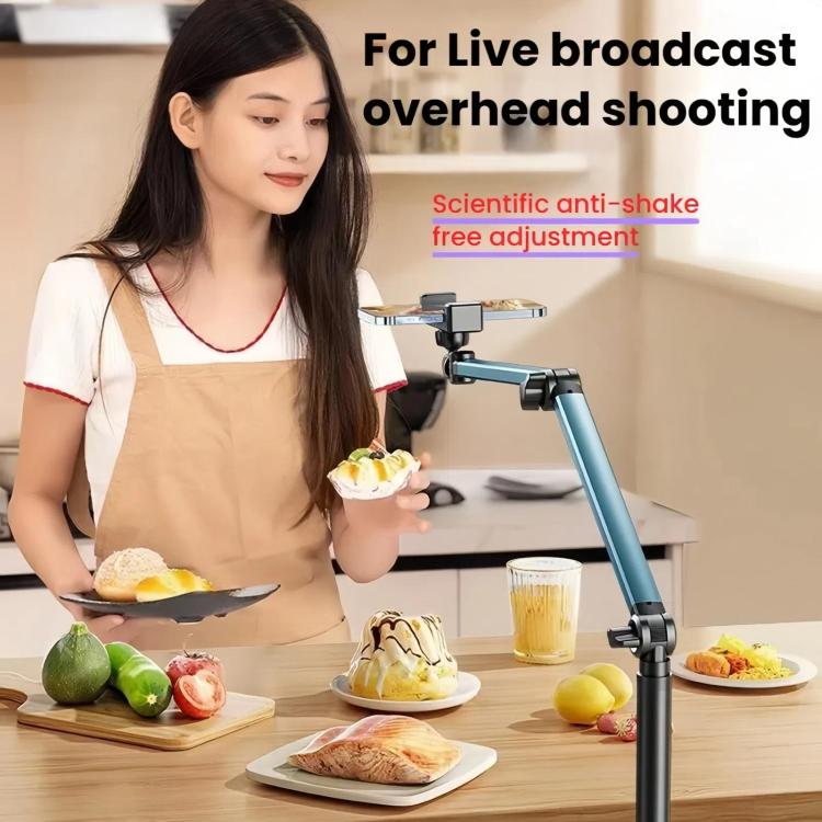 1.7m Mobile Phone Floor Stand Overhead Shooting Holder Retractable Lazy Support With Remote Control