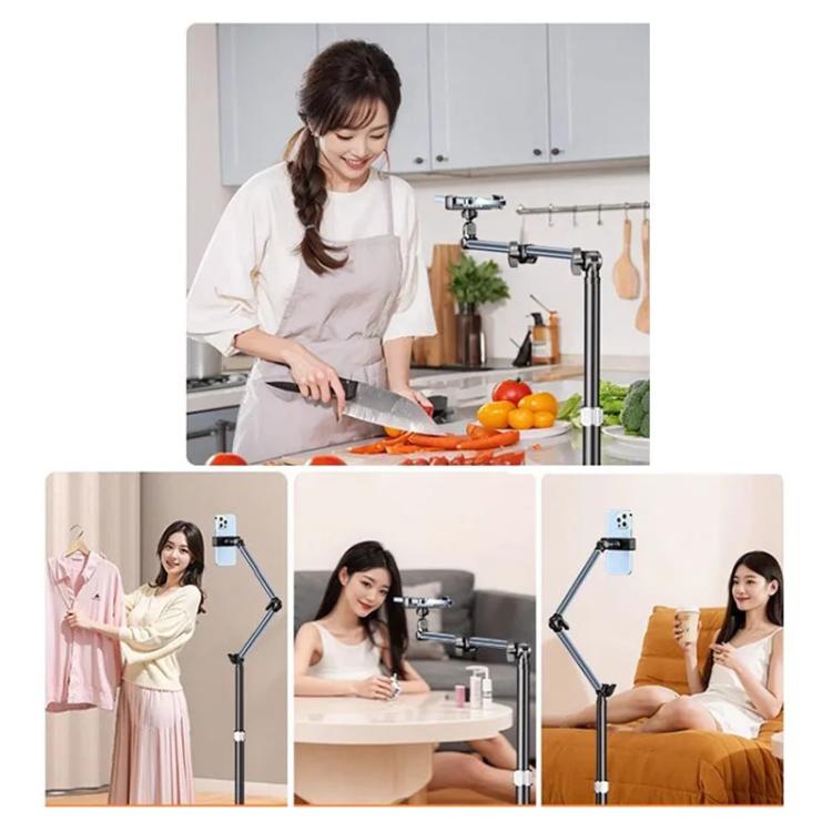 1.7m Mobile Phone Floor Stand Overhead Shooting Holder Retractable Lazy Support With Remote Control
