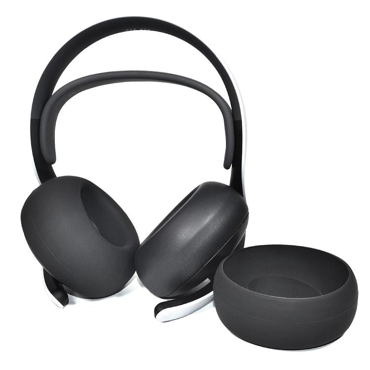 For Sony PlayStation Pulse Elite Headset 1pair Silicone Ear Cushion Covers Sweatproof Replacement Ear Pads - Black