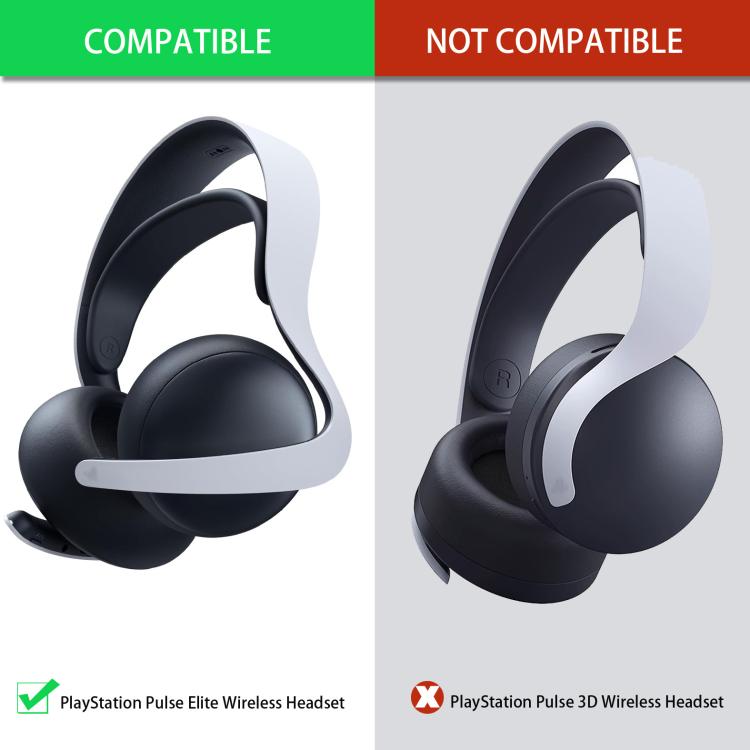 For Sony PlayStation Pulse Elite Headset 1pair Silicone Ear Cushion Covers Sweatproof Replacement Ear Pads - Black