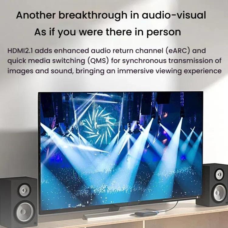 VegGieg W-H4 8K HDMI 2.1 Cable TV Set-Top Box Computer Connection Monitor Projector Video HD Cable, Size: 3m - Cotton Mesh Gray