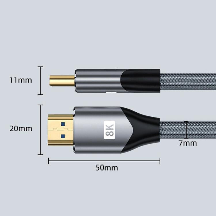 VegGieg W-H4 8K HDMI 2.1 Cable TV Set-Top Box Computer Connection Monitor Projector Video HD Cable, Size: 2m - Cotton Mesh Gray