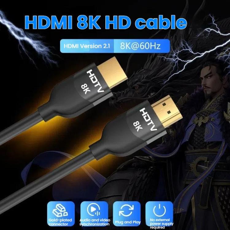 VegGieg W-H114 HDMI 2.1 HD Cable 8K 60Hz TV Set-Top Box Computer Monitor Projection Video Cable, Length: 1M