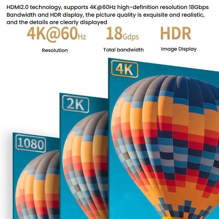 VegGieg V-H301 HDMI 2.0 HD Cable 4K 60Hz TV Set-Top Box Computer Monitor Projection Video Cable, Length: 5M