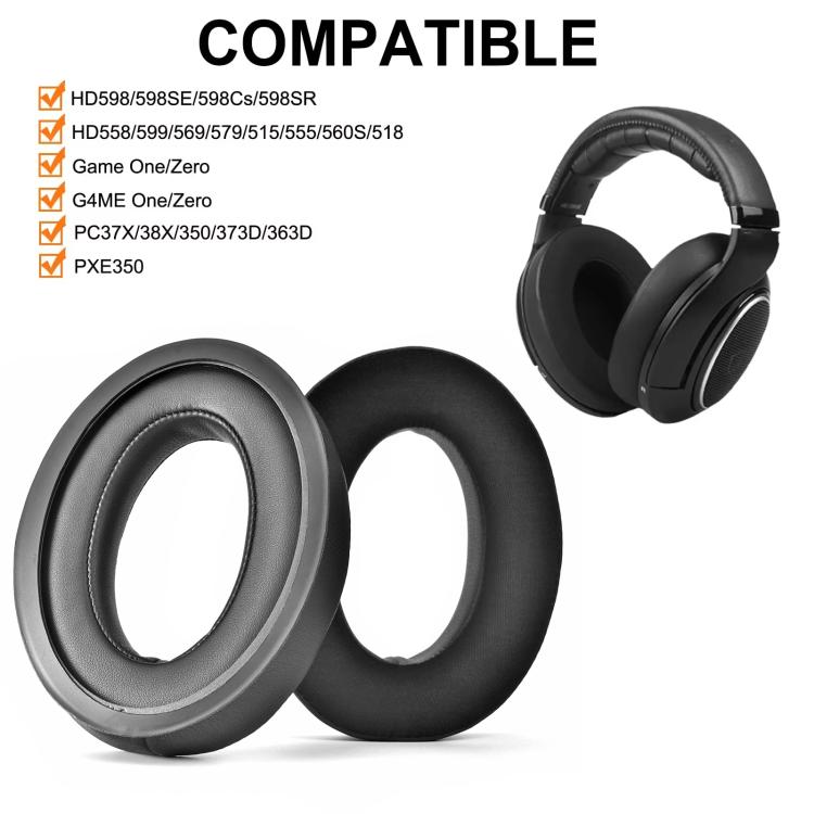 1pair Ice-Cool Replacement Ear Pads for Sennheiser HD599/HD598/Game Zero/PC38X and More - Black