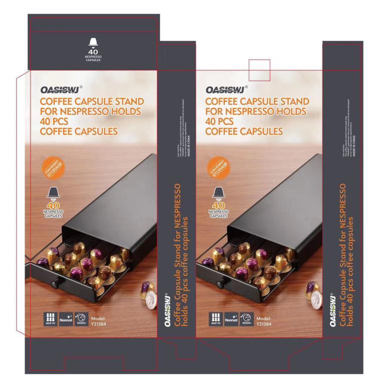 For Nespresso OASISWJ YZ1384 Handle Model 40pcs Dustproof Coffee Capsule Organizer - Black