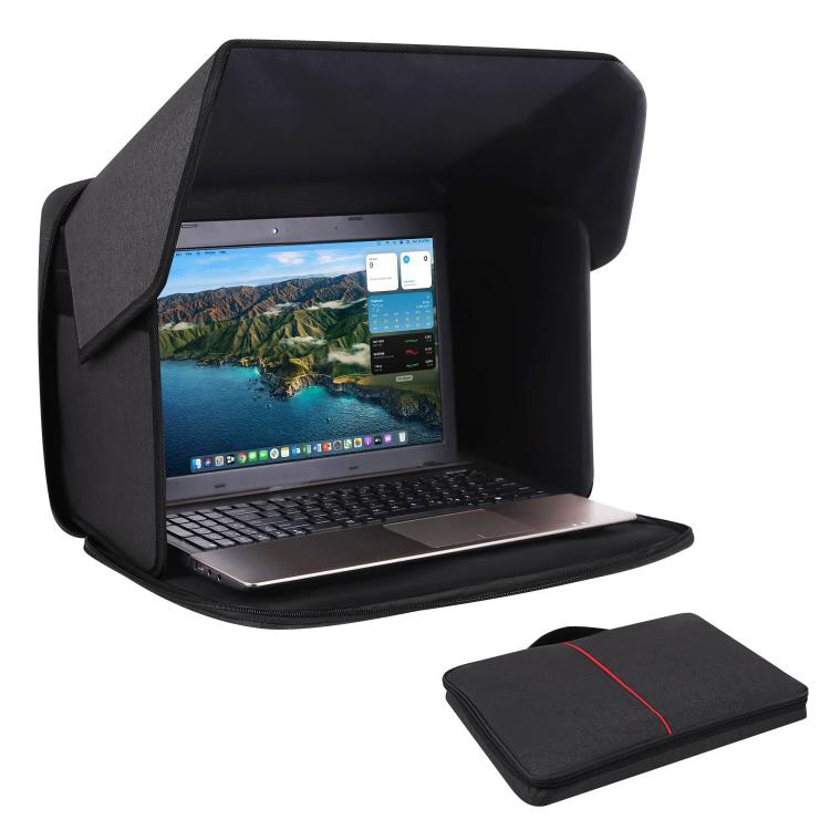 16-Inch Laptop Bag Sun Shade Foldable Anti-Glare Privacy Screen Cover for Outdoor Use - Black