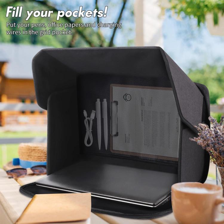 16-Inch Laptop Bag Sun Shade Foldable Anti-Glare Privacy Screen Cover for Outdoor Use - Black