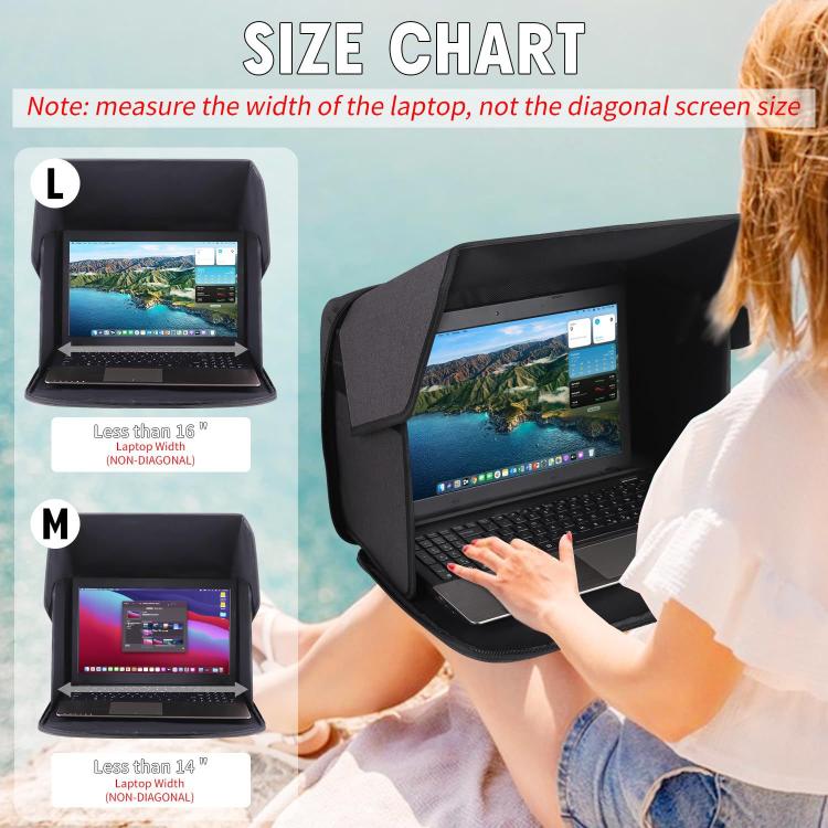 16-Inch Laptop Bag Sun Shade Foldable Anti-Glare Privacy Screen Cover for Outdoor Use - Black