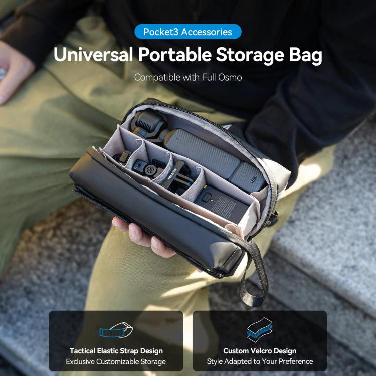 For DJI Osmo Pocket 3 Creator Combo TELESIN Universal Portable Storage Bag Carrying Case - Black