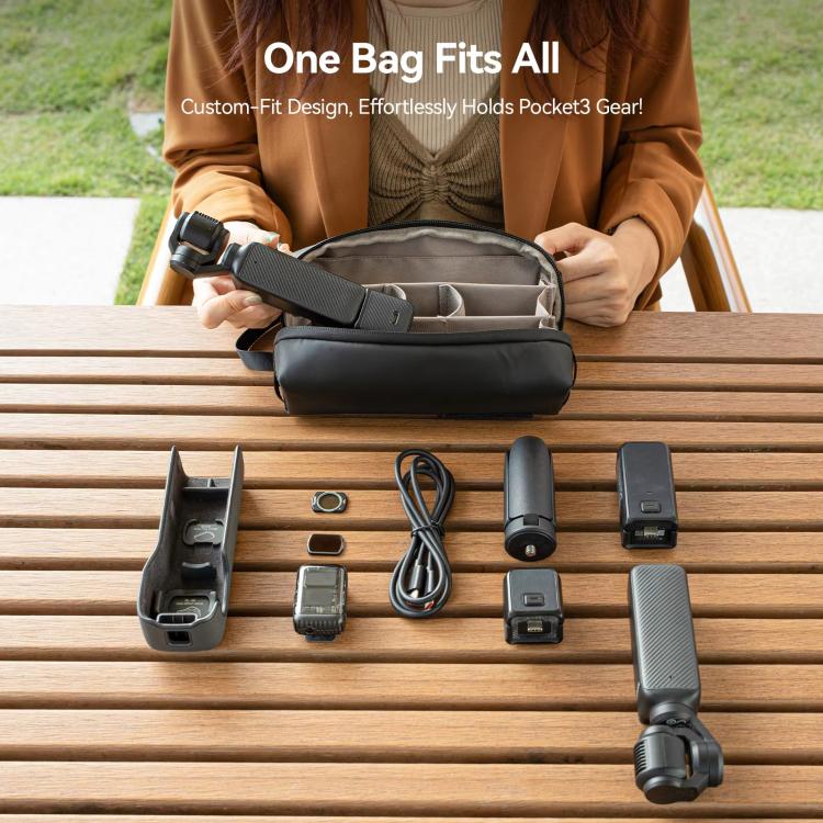 For DJI Osmo Pocket 3 Creator Combo TELESIN Universal Portable Storage Bag Carrying Case - Black