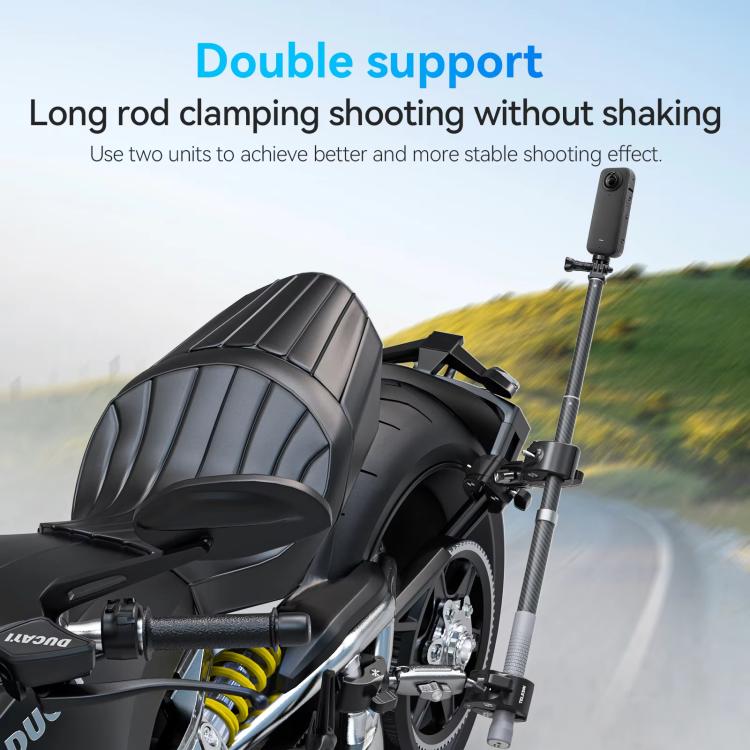 TELESIN Camera Double Clip Crab Clamp 360 Rotating Motorcycle Bicycle Handlebar Mount - Black