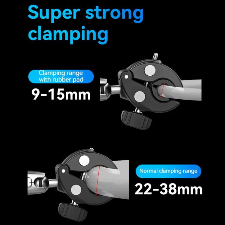 TELESIN Camera Double Clip Crab Clamp 360 Rotating Motorcycle Bicycle Handlebar Mount - Black