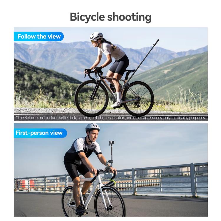 TELESIN Camera Double Clip Crab Clamp 360 Rotating Motorcycle Bicycle Handlebar Mount - Black