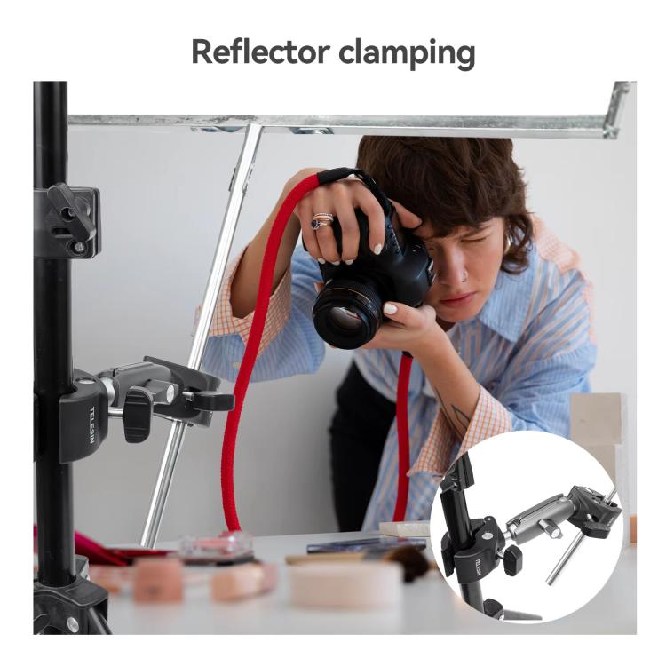 TELESIN Camera Double Clip Crab Clamp 360 Rotating Motorcycle Bicycle Handlebar Mount - Black