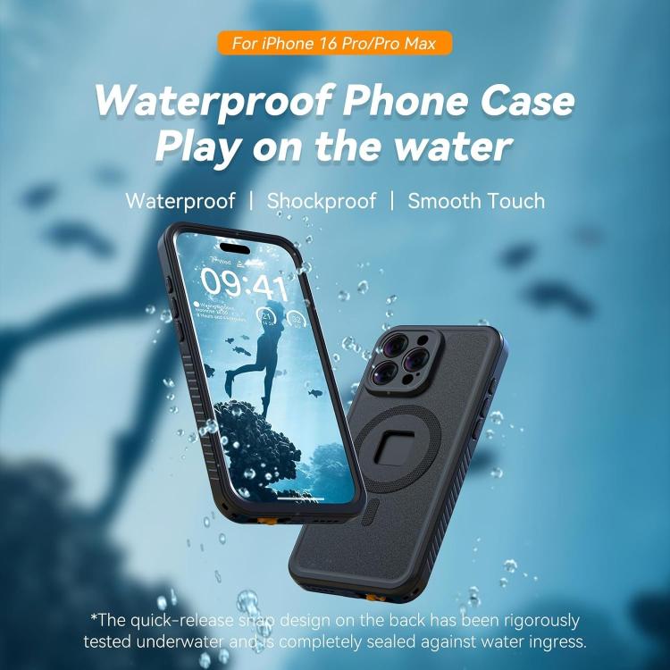 For iPhone 16 Pro Max TELESIN IP68 Waterproof Case Submersible Touchscreen Phone Cover