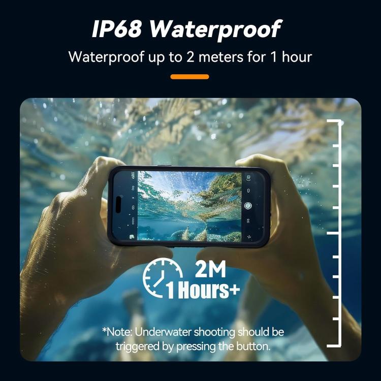 For iPhone 16 Pro TELESIN IP68 Waterproof Case Submersible Touchscreen Phone Cover