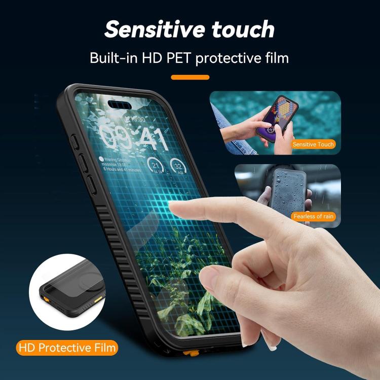 For iPhone 16 Pro TELESIN IP68 Waterproof Case Submersible Touchscreen Phone Cover