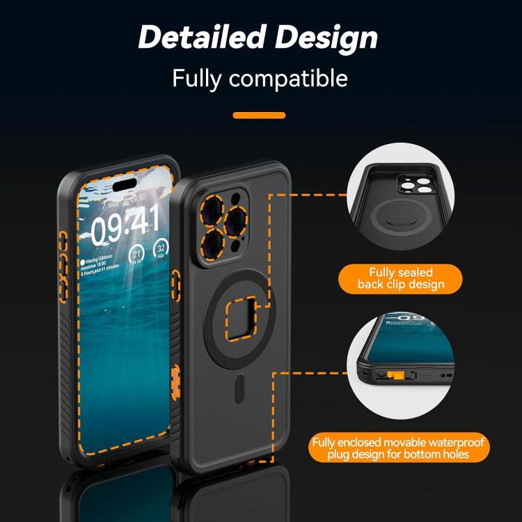 For iPhone 16 Pro TELESIN IP68 Waterproof Case Submersible Touchscreen Phone Cover